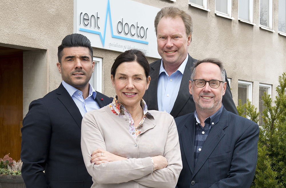 Armin Arianson, Eva Domanders, Niklas Lindberg och Marius Čeginskas på Rent-A-Doctor. Foto: Håkan Målbäck