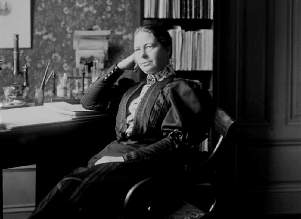 Porträtt av medicine doktor Karolina Widerström vid sitt skrivbord. Foto: Okänd. Bildnummer: D 917 Stadsmuseet i Stockholm